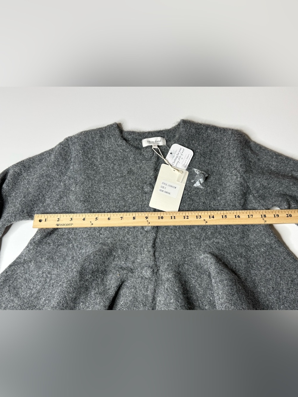 Women’s Charcoal Gray Peplum Knit Sweater Long Sleeve - Picture 8 of 9